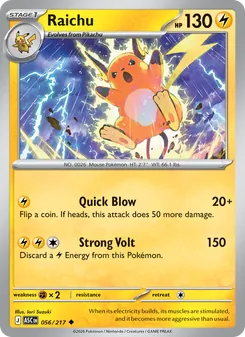 Raichu card from Ascended Heroes, number 056/217