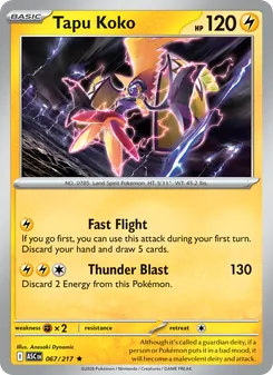 Tapu Koko card from Ascended Heroes, number 067/217