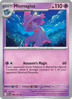 Mismagius card from Ascended Heroes, number 086/217