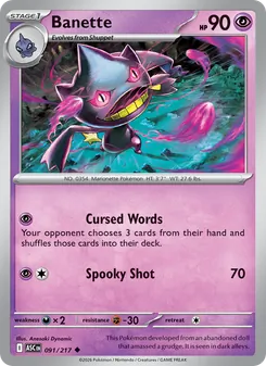 Banette card from Ascended Heroes, number 091/217