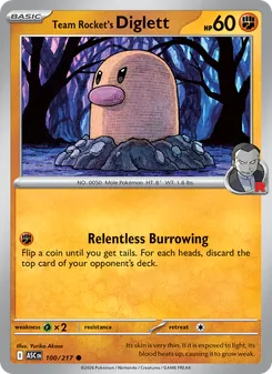 Team Rocket's Diglett card from Ascended Heroes, number 100/217