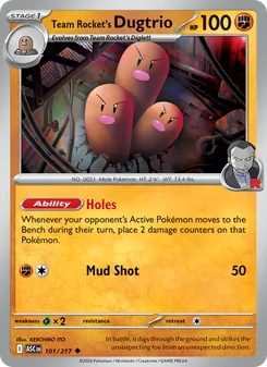 Team Rocket's Dugtrio card from Ascended Heroes, number 101/217