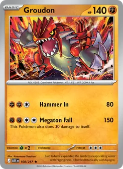 Groudon card from Ascended Heroes, number 108/217