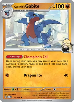 Cynthia's Gabite card from Ascended Heroes, number 110/217