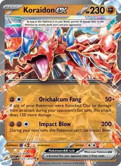 Koraidon ex card from Ascended Heroes, number 121/217