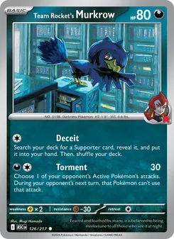 Team Rocket's Murkrow card from Ascended Heroes, number 126/217