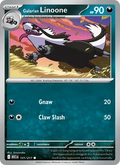 Galarian Linoone card from Ascended Heroes, number 131/217