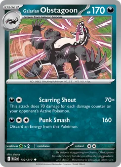 Galarian Obstagoon card from Ascended Heroes, number 132/217