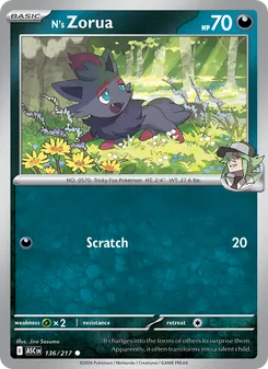 N's Zorua card from Ascended Heroes, number 136/217