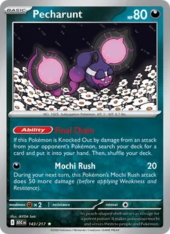 Pecharunt card from Ascended Heroes, number 143/217