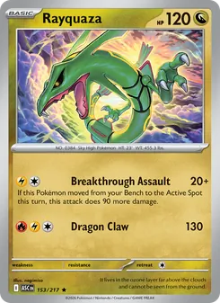 Rayquaza card from Ascended Heroes, number 153/217