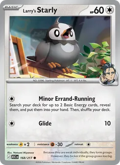 Larry's Starly card from Ascended Heroes, number 168/217