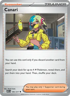 Canari card from Ascended Heroes, number 185/217
