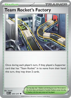 Team Rocket's Factory card from Ascended Heroes, number 203/217