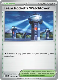 Team Rocket's Watchtower card from Ascended Heroes, number 210/217