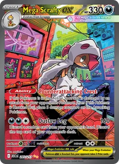 Mega Scrafty ex card from Ascended Heroes, number 285/217