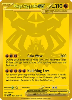 Mega Zygarde ex card from Perfect Order, number 124/88