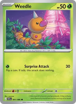 Weedle card from Chaos Rising, number 001/86