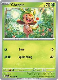 Chespin card from Chaos Rising, number 005/86