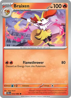 Braixen card from Chaos Rising, number 012/86