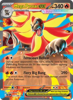Mega Pyroar ex card from Chaos Rising, number 015/86