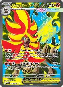 Mega Pyroar ex card from Chaos Rising, number 099/86