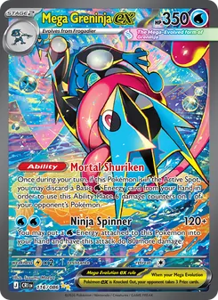 Mega Greninja ex card from Chaos Rising, number 116/86
