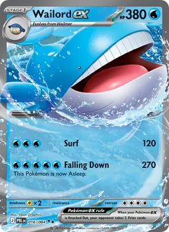 Wailord ex card from Pitch Black, number 016/84