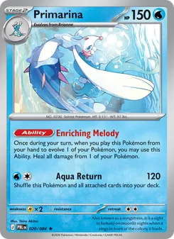 Primarina card from Pitch Black, number 020/84