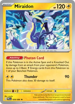 Miraidon card from Pitch Black, number 028/84