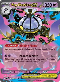 Mega Chandelure ex card from Pitch Black, number 038/84