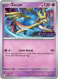 Zacian card from MEP Black Star Promos, number 015