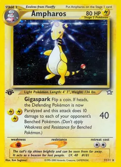 Ampharos card from Neo Genesis, number 1/111