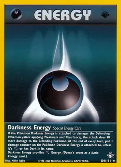 Darkness Energy card from Neo Genesis, number 104/111