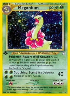 Meganium card from Neo Genesis, number 11/111