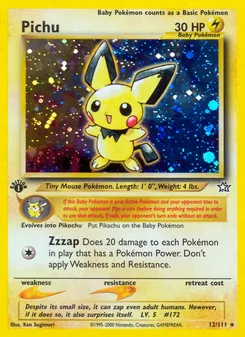 Pichu card from Neo Genesis, number 12/111