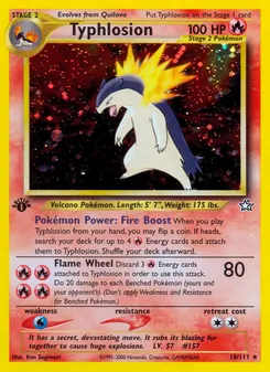Typhlosion card from Neo Genesis, number 18/111