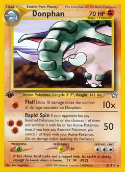Donphan card from Neo Genesis, number 21/111