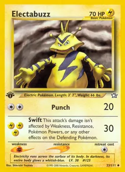 Electabuzz card from Neo Genesis, number 33/111