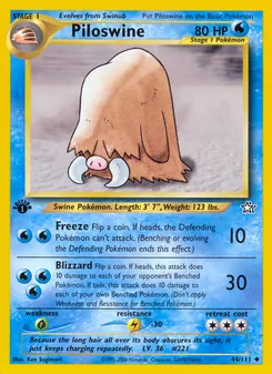 Piloswine card from Neo Genesis, number 44/111