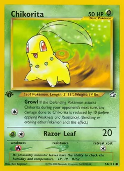 Chikorita card from Neo Genesis, number 54/111