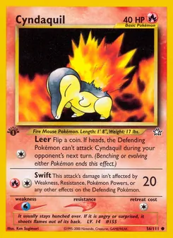 Cyndaquil card from Neo Genesis, number 56/111