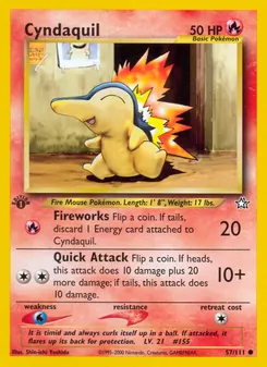 Cyndaquil card from Neo Genesis, number 57/111