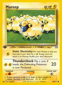 Mareep card from Neo Genesis, number 65/111