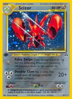 Scizor card from Neo Discovery, number 10/75