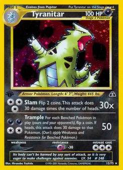 Tyranitar card from Neo Discovery, number 12/75