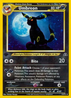 Umbreon card from Neo Discovery, number 13/75