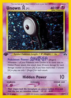 Unown [A] card from Neo Discovery, number 14/75