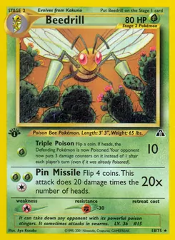 Beedrill card from Neo Discovery, number 18/75