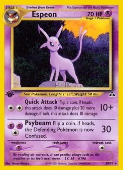 Espeon card from Neo Discovery, number 20/75
